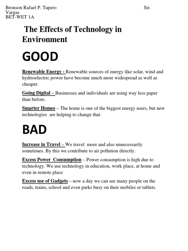 Impact of Technology on Environment | PDF