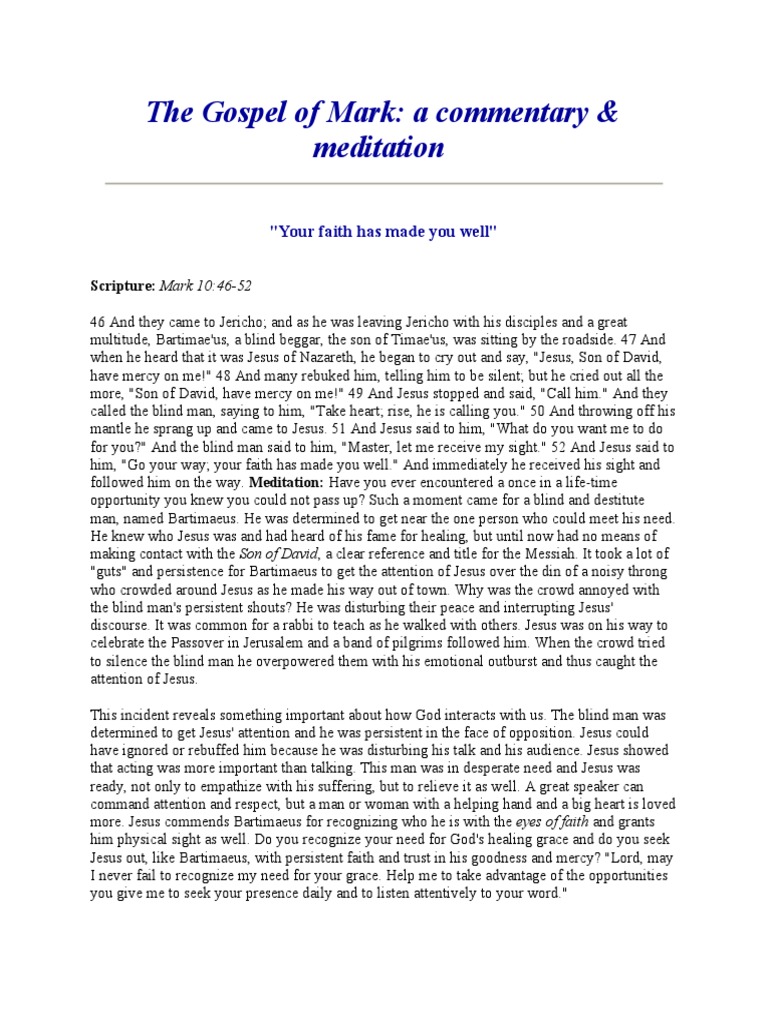 The Gospel of Mark | PDF | Jesus | Religious Texts