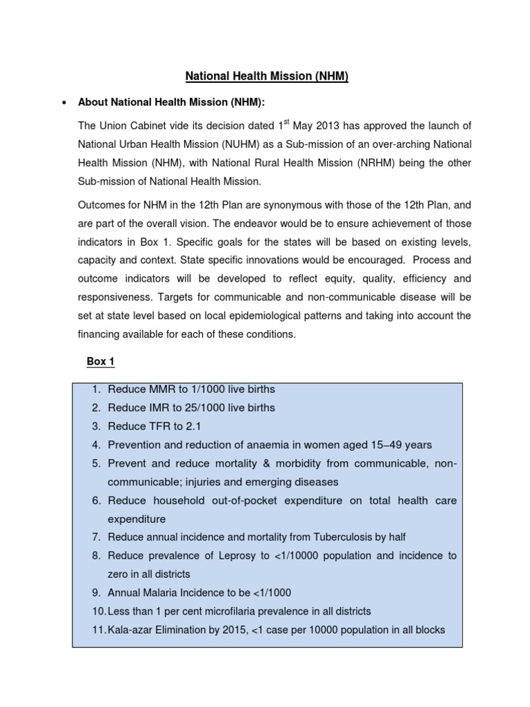 NHM More Information | PDF | Non Communicable Disease | Health Care