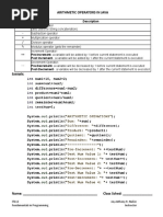 Java 1 Arithmetic Operators