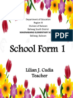 School Form 1: Lilian J. Cudia Teacher