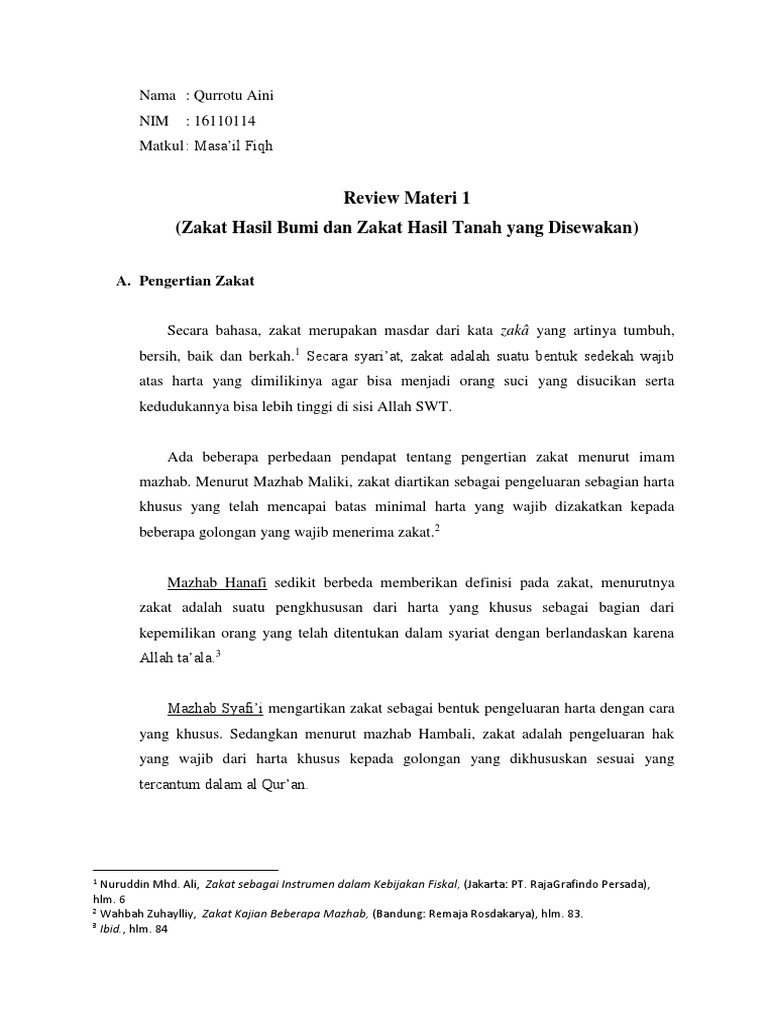 1 Zakat Hasil Pertanian Hasil Tanah Yang Disewakan