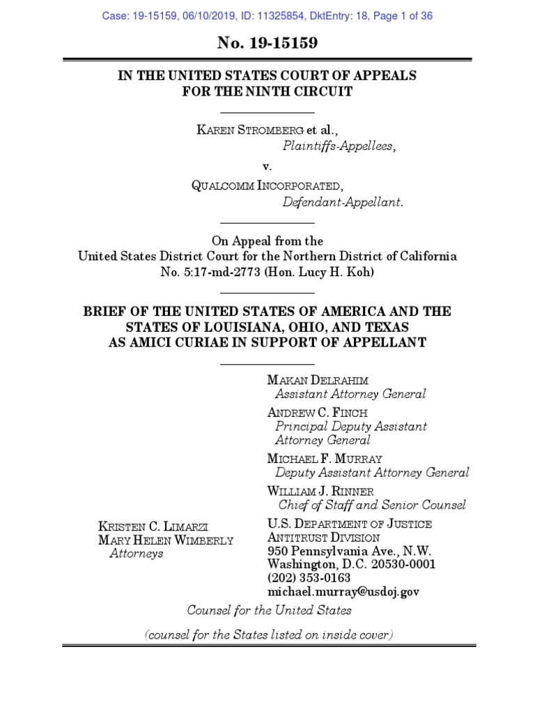 190610 Amicus Brief by USDOJ Texas Ohio Louisiana Government