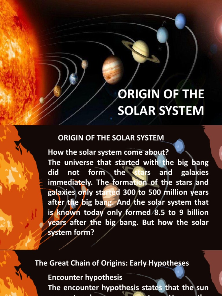 3 hypothesis of the origin of the solar system