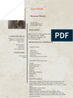 Sara Khalid Personal Details and Experience Resume