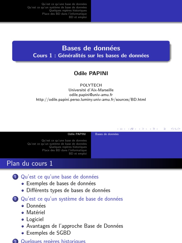 Cours Bd 1 Pdf Bases De Donnees Base De Donnees Relationnelle