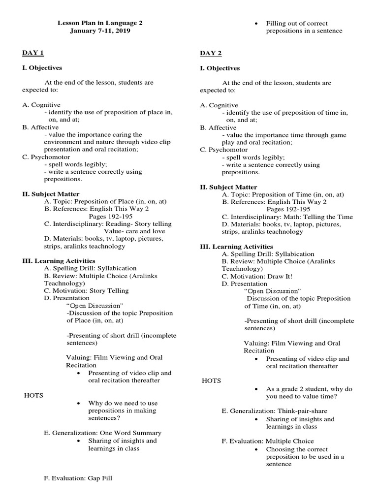 Lesson Plan in Language 25 | PDF | Affect (Psychology) | Storytelling