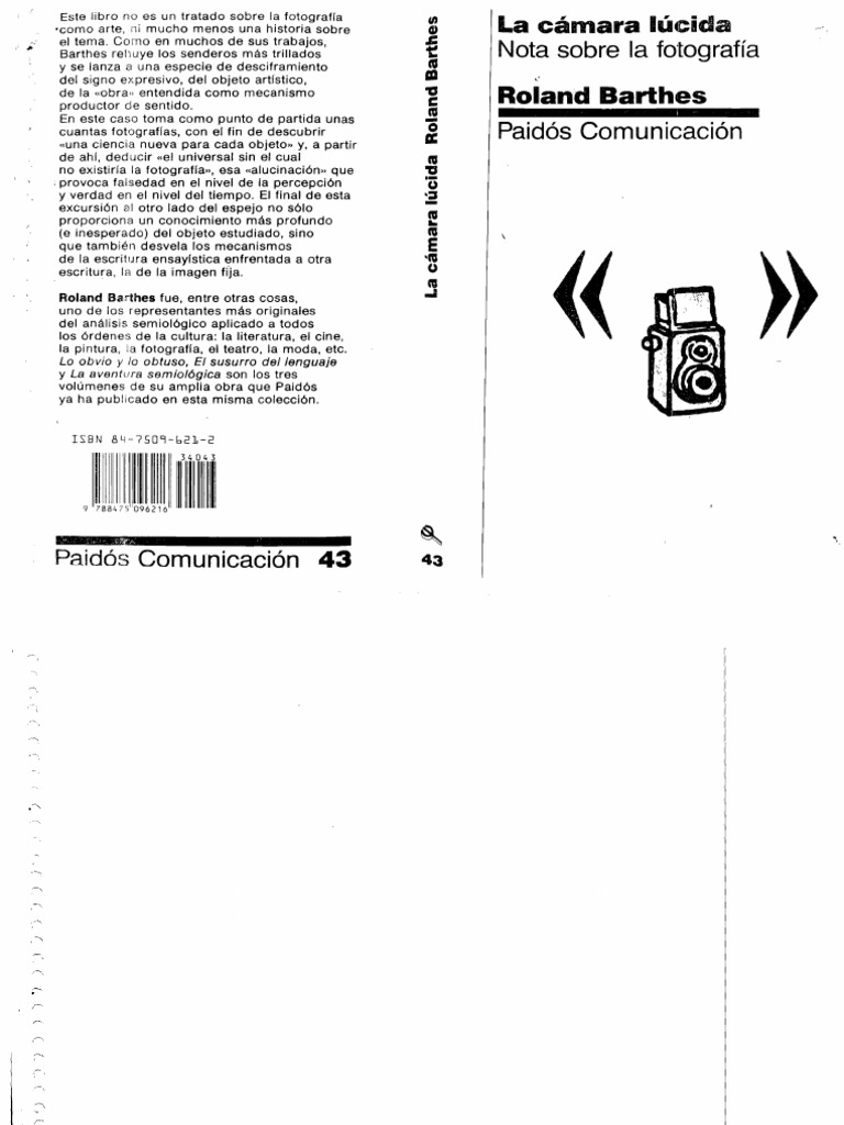 Barthes Roland La Camara Lucida Nota Sobre La Fotografia | PDF ...