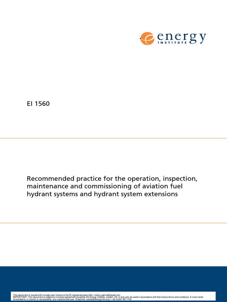 EI 1560 Practice For The Operation, Inspection, Maintenance