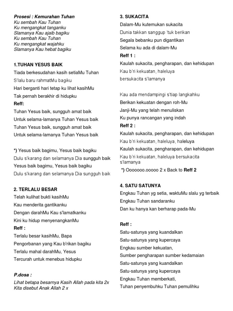 Kumpulan Lirik Lagu Rohani Kristen