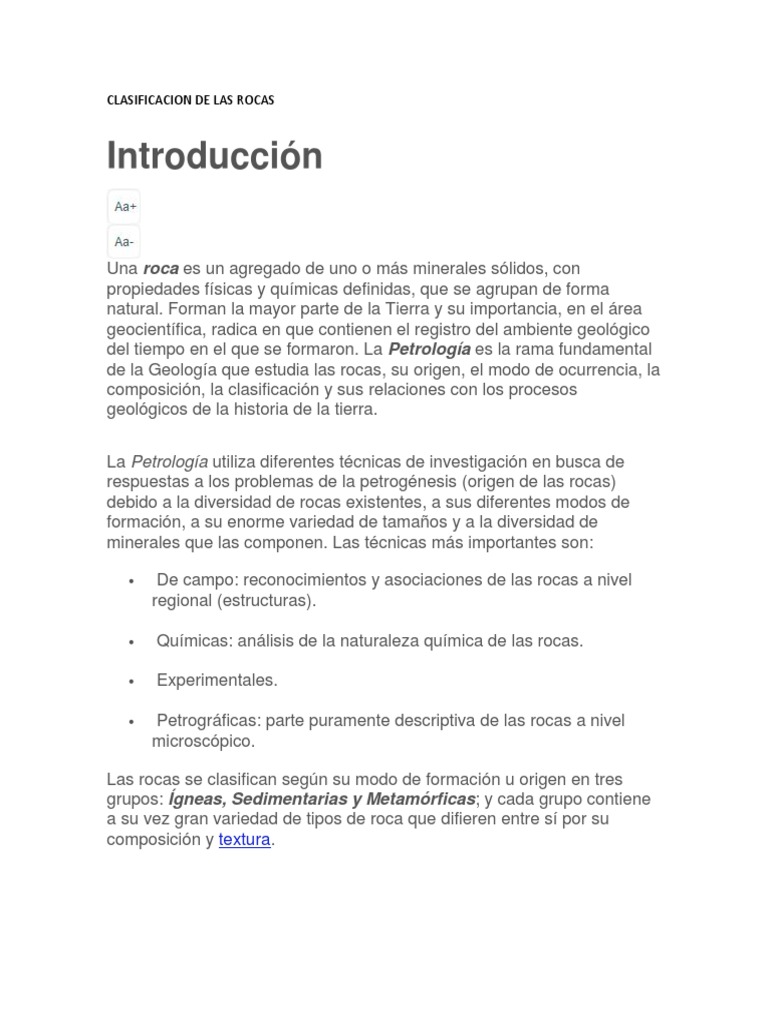 Clasificación y ciclo de las rocas | PDF | Roca (geología) | Roca ígnea