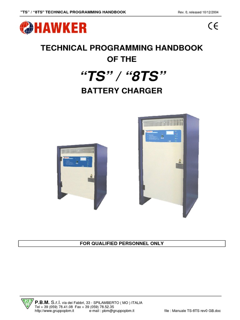 Hawker 8TS Battery Charger Technical Programing Handbook PDF