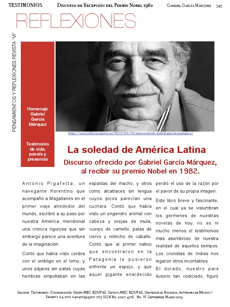 La Soledad de América Latina Gabriel García Márquez