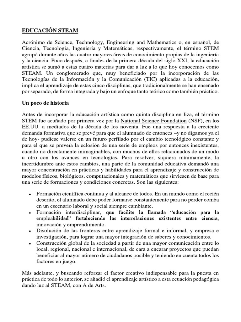 Importancia de la Educación STEAM | PDF | Science | Ingeniería
