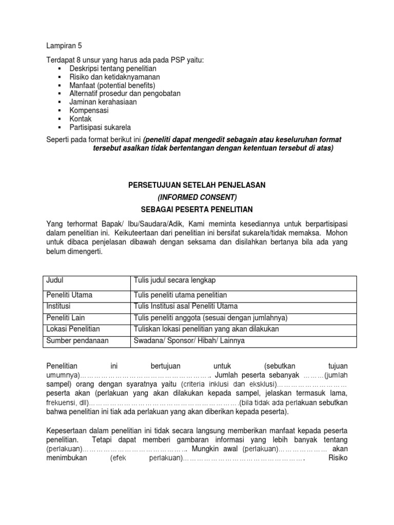 Formulir PSP 1 | PDF