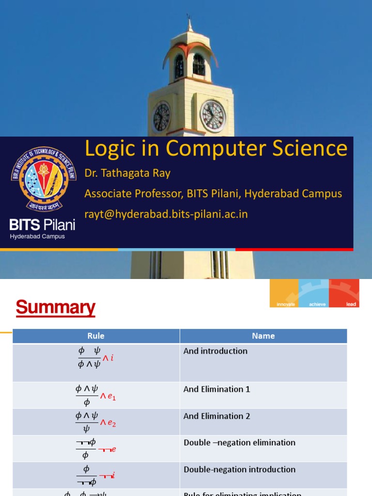 Logic in Computer Science BITS Pilani PDF Mathematical Proof Theorem
