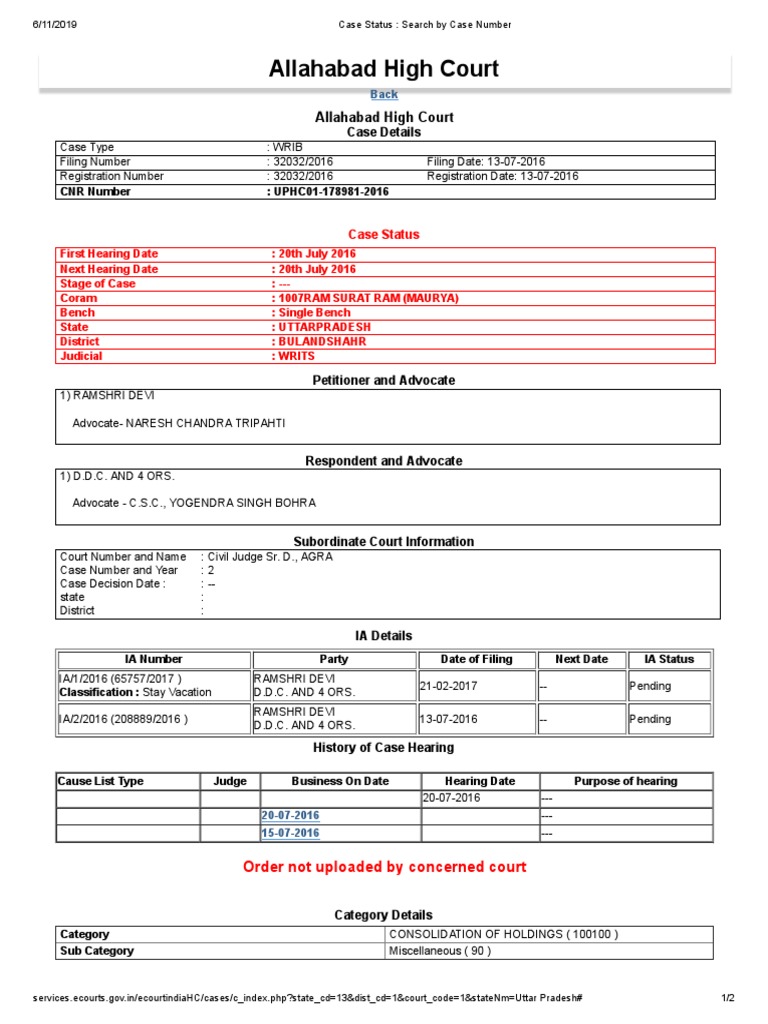 Case Status Search by Case Number PDF Judiciaries