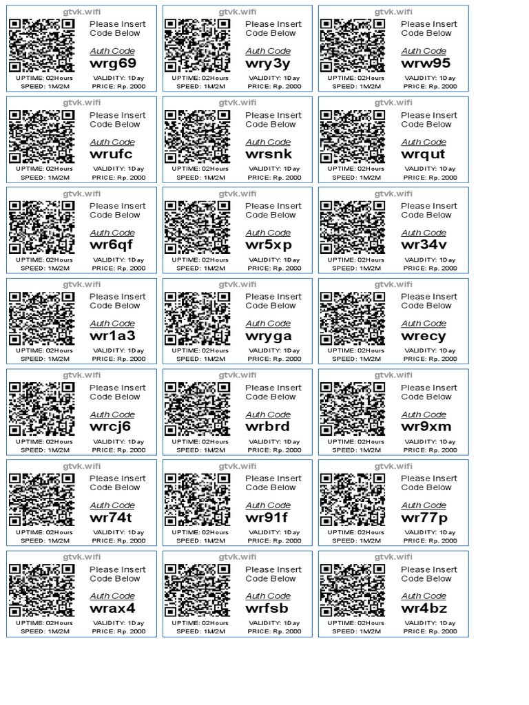 GTVK WiFi Access Codes and Pricing | PDF | Wi Fi | Networks