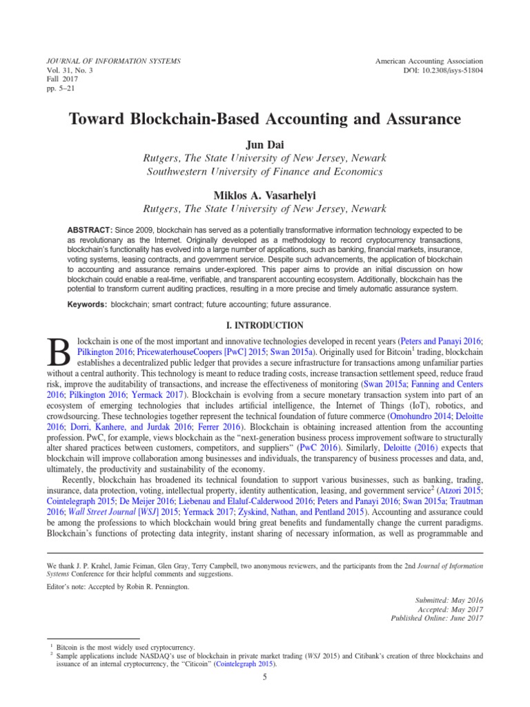 Blockchain in Accounting and Assurance | PDF | Internet Of Things | Audit