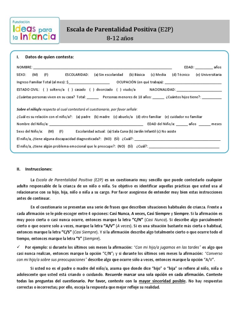 Escala de Parentalidad Positiva E2P | PDF | Sicología