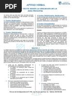 Aptitud Verbal: Tiposde Texto Según La Ubicación de La Idea Principal