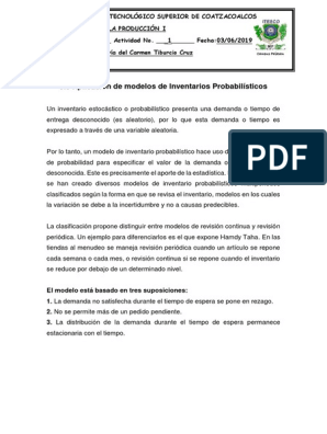 Aplicacion Del Modelo Probabilistico | PDF | Dell | Inventario