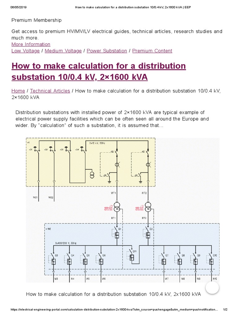 How To Make Calculation For A Distribution Substation 10 - 0.4 KV ...