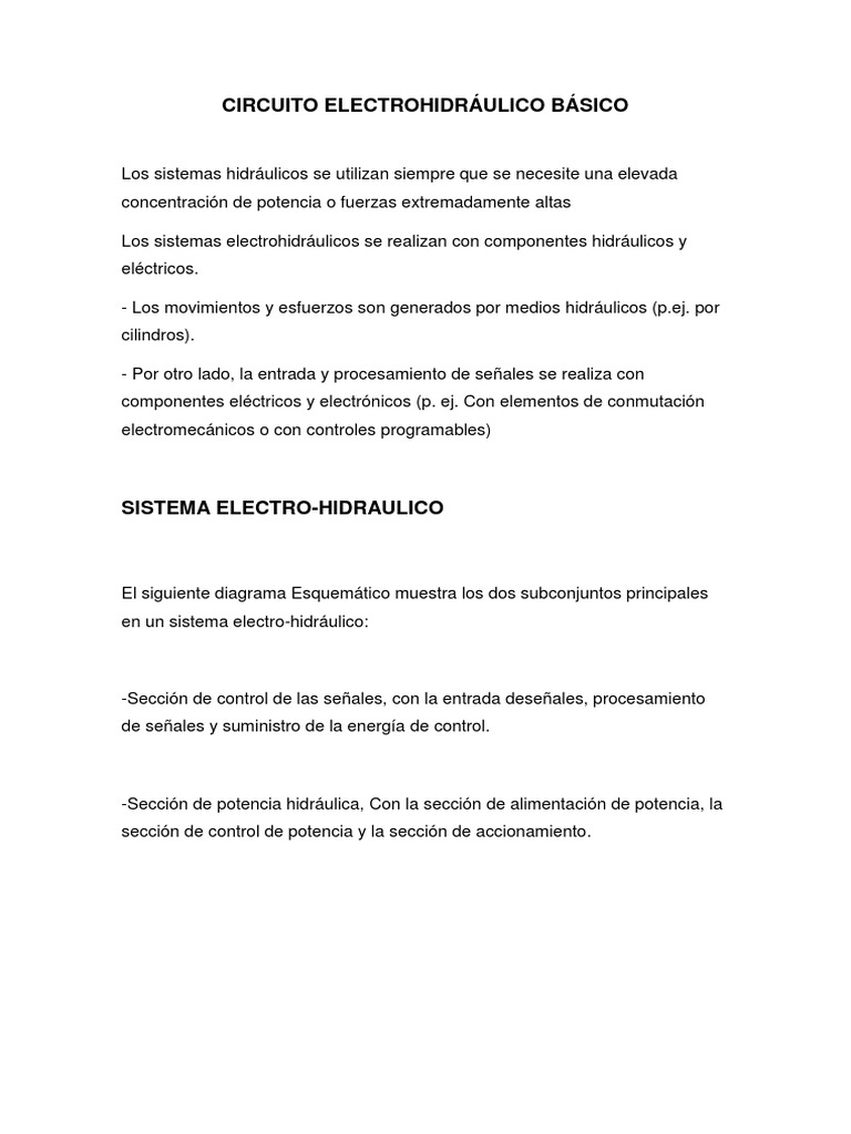 Circuito Electrohidráulico Básico | PDF | Solenoide | Relé