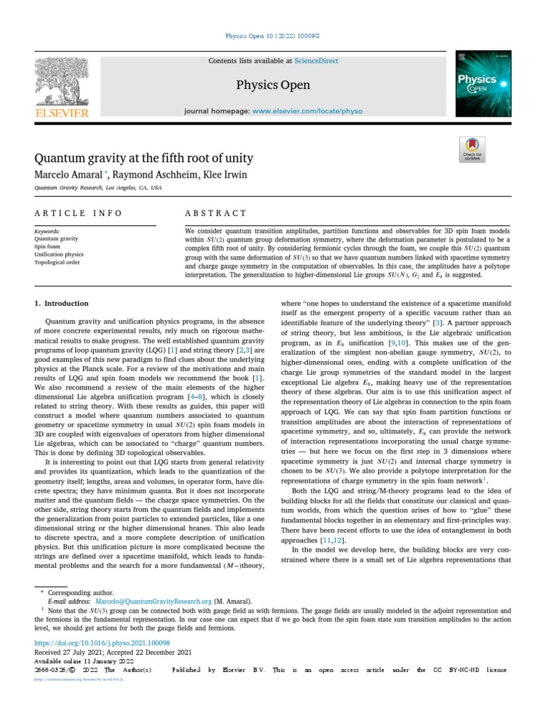 Quantum Gravity at The Fifth Root of Unity | PDF | String Theory ...