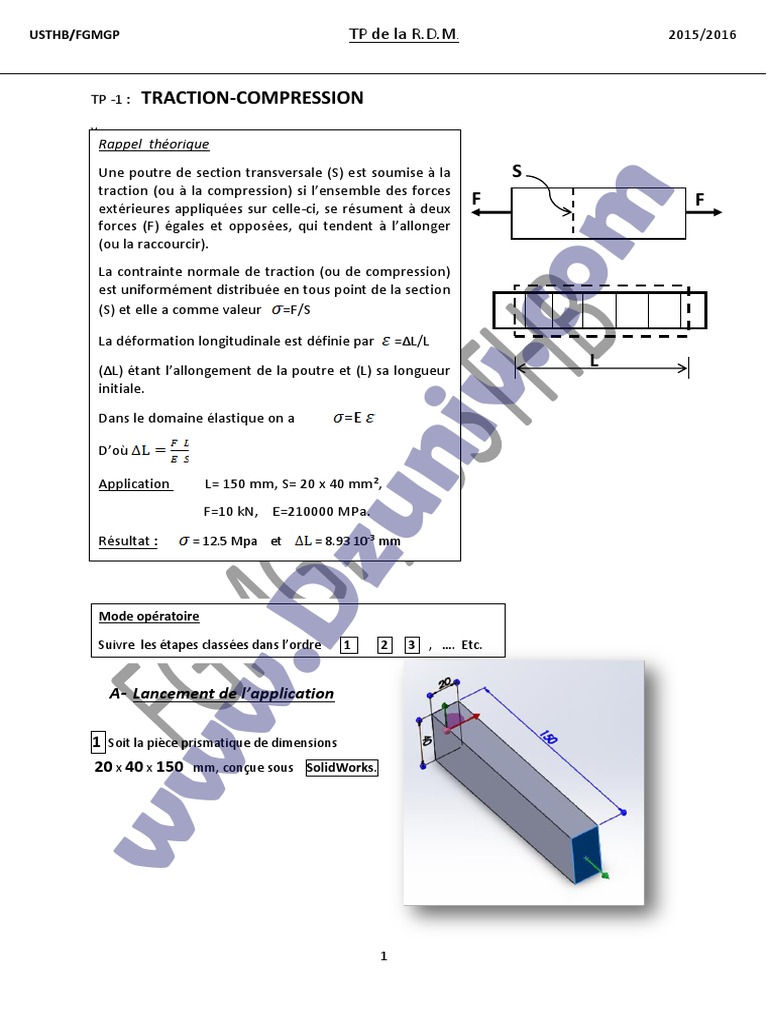 Essai de Traction et Cisaillement RDM | PDF | Contrainte de ...