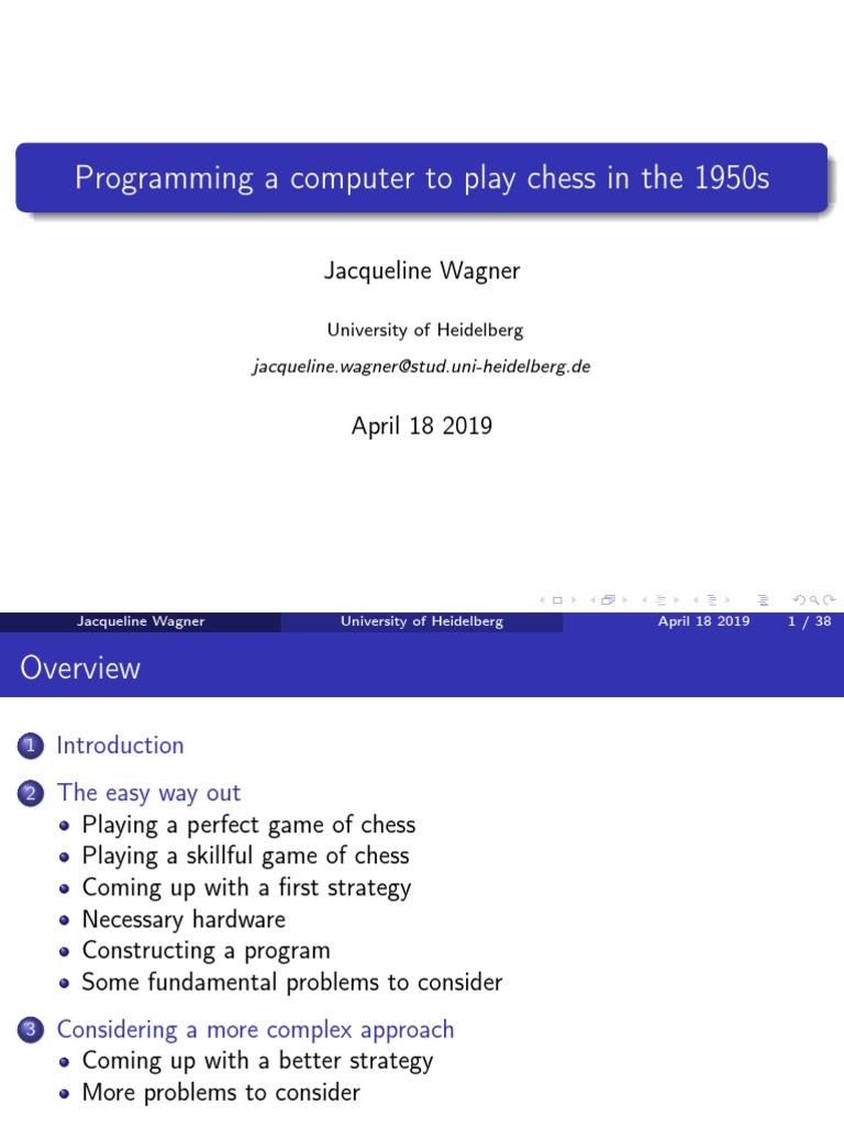 Programming A Computer To Play Chess in The 1950s | PDF | Chess ...