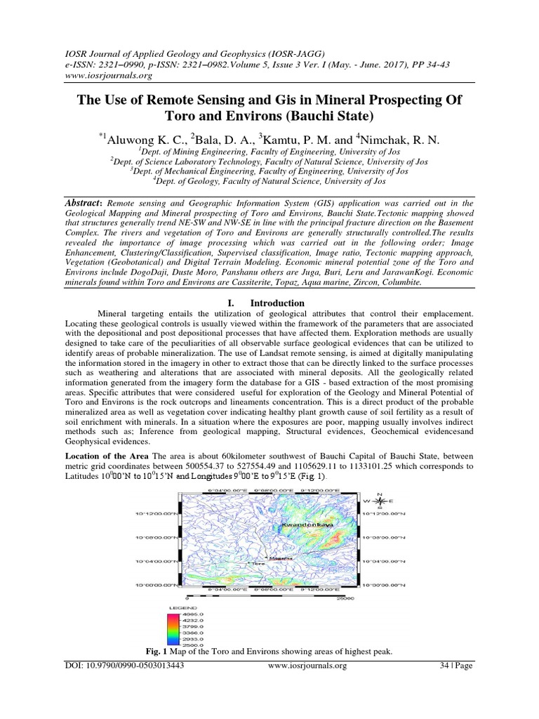 Remote Sensing for Mineral Prospecting in Toro | PDF | Geographic ...