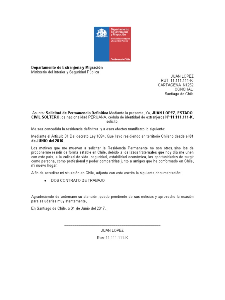 Modelo de carta explicativa para extranjer a elaine jones ejemplo de