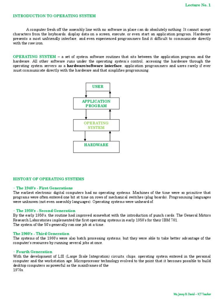 Overview of Operating Systems History | PDF | Operating System ...