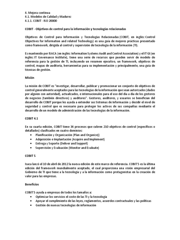 411 - COBIT e ISO 20000 | PDF | Cobit | Tecnologías de la información