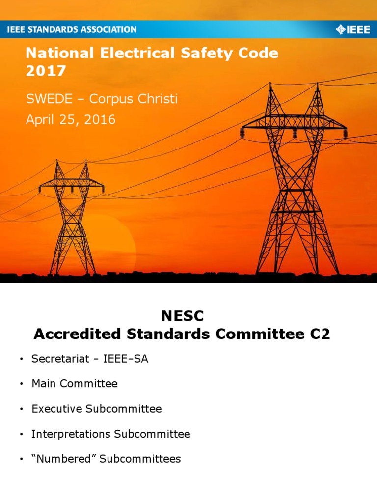 National Electrical Safety Code 2017 SWEDE Corpus Christi April 25