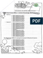 Table of Contents of Rpms Portfolio - : Key Result Areas (KRA) 1: Content Knowledge and Pedagogy