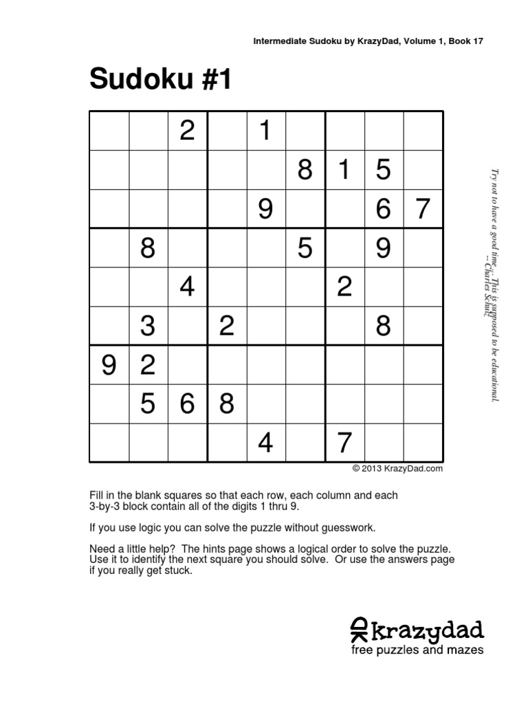 Krazydad Killer Sudoku Intermediate Volume 3