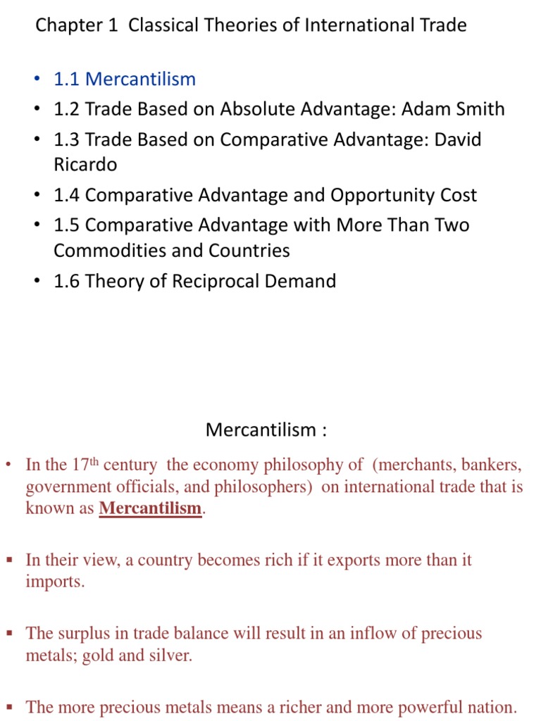 Classical Theories of International Trade-1 | PDF | Mercantilism ...
