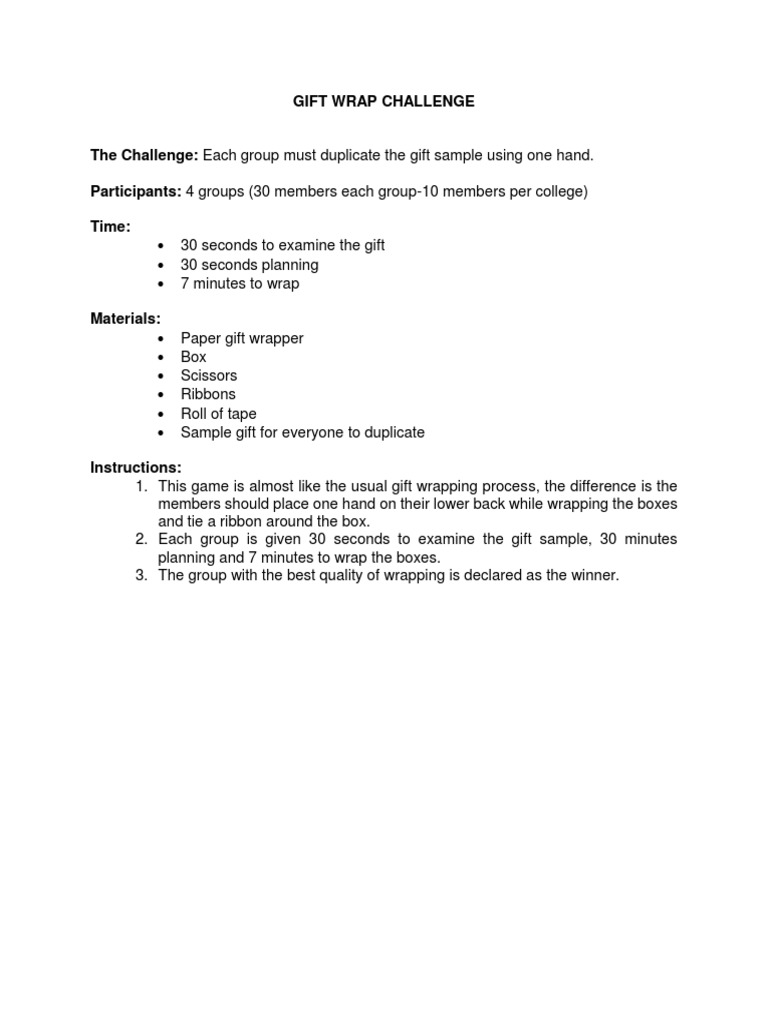 Gift Wrap Challenge PDF Leisure Sports