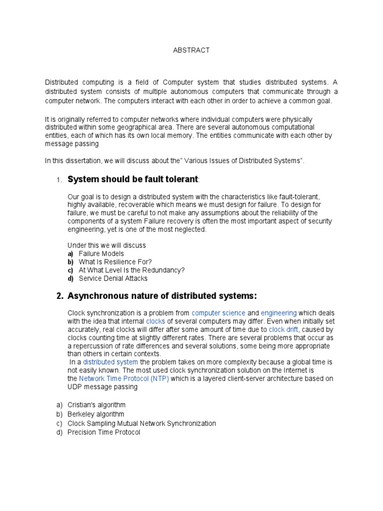 Abstract On Challenges in Distributed Systems | PDF | Distributed ...