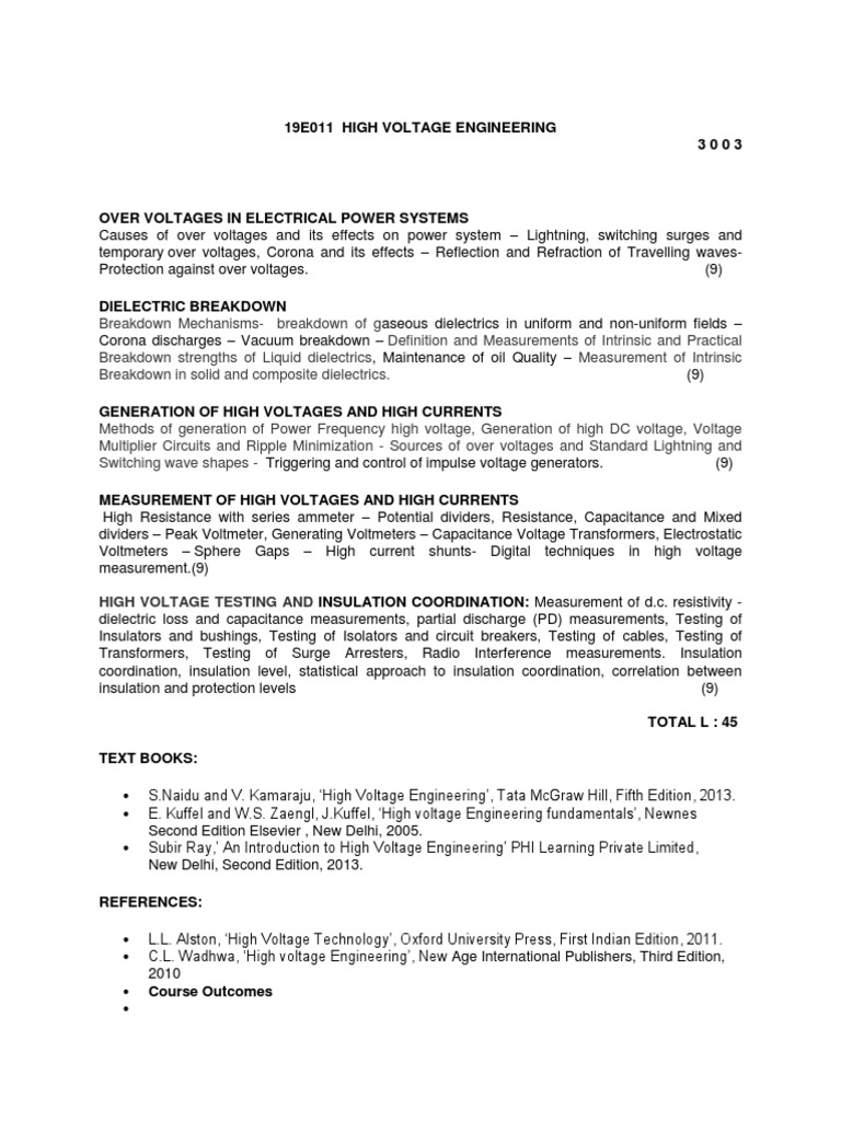 High Voltage Engineering Overview | PDF | Electrical Breakdown ...