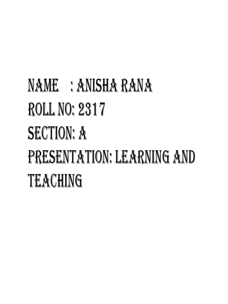 Anisha Rana: Rule Learning Overview | PDF | Wellness