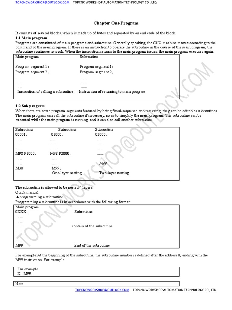 CNC Programming Guide | PDF | Subroutine | Drilling