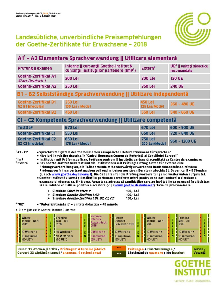 Institut a1 goethe prüfung Practice materials