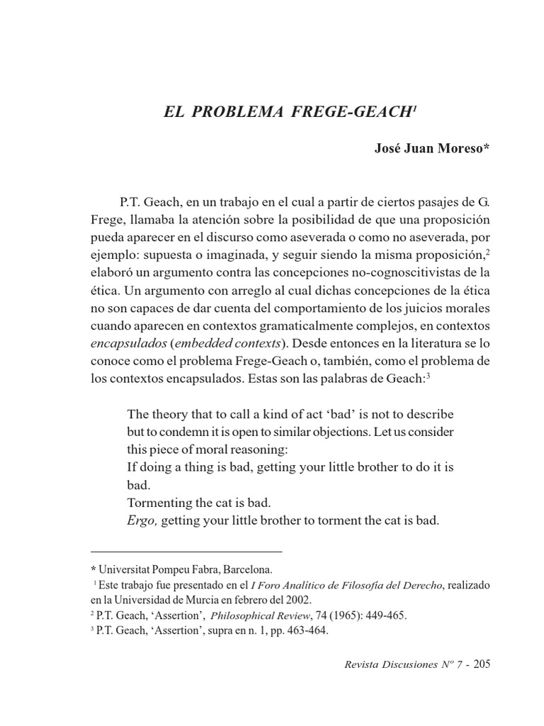 El Problema Frege Geach | PDF