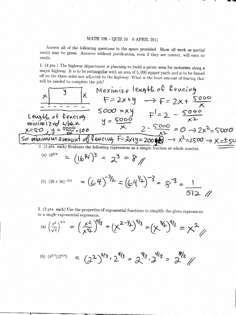 MATH 108 Quiz 10 Solutions and Problems | PDF | Real Analysis | Complex ...