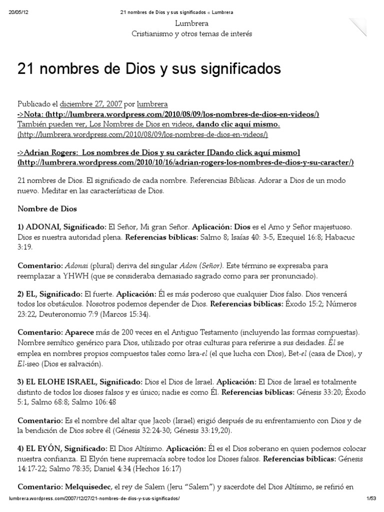 Significado de Nombres II, PDF, Biblia