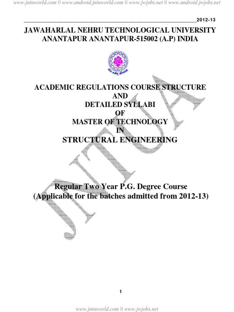 M.Tech Structural Engineering Regulations | PDF | Thesis | Structural ...