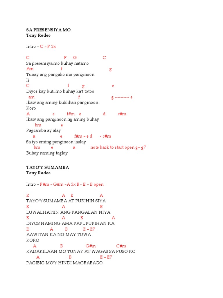 Tony Rodeo Songs | PDF